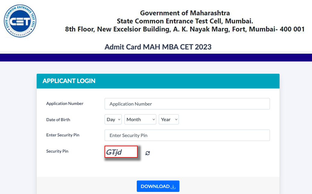 MBA MMS CET Admit Card